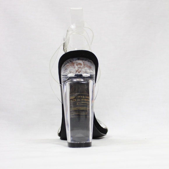 Chunky Block Chunky Clear Lucite Perspex Sandals - Picture 3 of 4